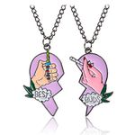 Fashion Best Buds Print Cigarette Lighter Partly Heart Shape Necklace Pendant Durable and Useful