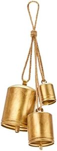 KPCB Christmas Bells Rustic Christmas Decor Vintage Style Brass Shabby Chic Decorations Set of 3 (Brass)