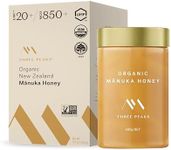 Three Peaks Manuka Honey Organic Raw UMF 20+ (MGO 850+), USDA Organic, Non-GMO, Certified UMF, Monofloral, 3rd-Party Tested, Traceable Hive to Jar, New Zealand (500 g)