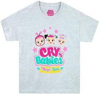 Cry Babies T-Shirt pour Filles | T-Shirt pour Enfants Baby Doll | T-Shirt en Coton pour Filles | Âges de 2 à 8 Ans | Gris 3-4 Ans