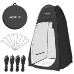 AKOZLIN Pop Up Shower Tent Instant Privacy Dressing Changing Tent Outdoor Camping Shower Toilet Tent with Window & Carry Bag for Portable Toilet & Bathroom Silver Coated UV Protection,Black