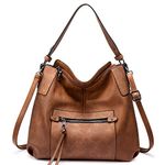 Realer Hobo Bags for Women Large Handbags Leather Shoulder Bag Ladies Synthetic Crossbody Bags Tote Brown