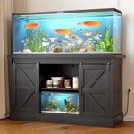 OtterOasis 55-75 Gallon Fish Tank Stand with Sliding Barn Doors & Power Outlet, Heavy Duty Aquarium Stand with Cabinet Storage for Fish Tank, Turtle Tank, Reptile Terrarium, 1000LBS Capacity, Black