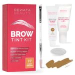 RB RENATA BEAUTY Brow Tint Kit – Eyebrow Tint Set – Dye Kit with Color Tint, Cream Developer and Styling Brush – Long-Lasting Effect Up to 4 Weeks – 30 Applications [Light Brown]