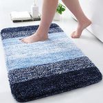 OLANLY Luxury Microfiber Bath Mat, Extra Soft and Absorbent Bathroom Mat, Non-Slip Plush Shaggy Bathroom Rug, Machine Wash Dry, Bath Rugs for Bathroom Floor, Tub and Shower, 16x24, Navy