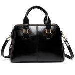 VASCHY Handbags for Ladies, Smooth PU Leather Top Handle Bag Women Satchel Work Tote Bag with Triple Compartments (Black)