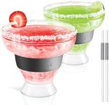 luxail Margarita Cocktail Glasses- Double Wall Insulated Plastic Frozen Stemless Freeze Cooling Cups With Gel, Chiller Set of 2 Grey, 12 Oz Capacity (Margarita 2 pack)…