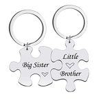 Big Sister Little Brother Keychain Set - Brother Sister Matching Gifts Keychains for Sisters Brothers Christmas Birthday Gift from Brother Sister Puzzle Pieces Key Chain