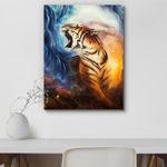 Pitaara Box Roaring Tiger | Canvas Painting for Bedroom & Living Room | Engineered Wood Frame | 20 x 26.4 inch (51 x 67 cms)