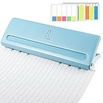 Xinzistar 6-Hole Desktop Puncher,6 Sheets Capacity, a5 Ring Binder Hole Punch with 360 colour index strips Adjustable Spacing for A5 A6 A7 Organiser Ring Binder-5 mm Hole Diameter (Blue)