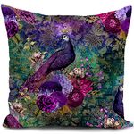 HUASHUZI Purple Cushion Cover Peacock Gifts Double-sided Design Peacock Decorations Home for Livingroom Outdoor Garden Couch Sofa Decor 18"x18"(45x45cm)