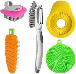 Openfly Flexible Vegetable Brush Fruit and Vegetable Brushes, Vegetable/Fruit Peeler with Brush Bendable Fruit Brush Scrubber for Food Veggies Carrot Potato Corn, 5 Pcs