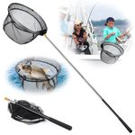 Fishing Net Telescopic Foldable Fishing Landing Net Extendable Long Handle Catching Releasing Nets Fishing Accessories Butterfly Fish Shrimp Catcher for Outdoor Beach Garden Exploration (Round)