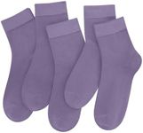 SERISIMPLE Colorful Quarter Ladies Crew Socks Breathable Solid Pastel Light Color Thin Bootie Unisex Sock 5 Pairs (m,Lavender Purple)