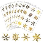 288PCS 24 Sheets Christmas Snowflakes Stickers 1.5 Inch Round Circle Cute Snowflakes Label Stickers for Gift Card Envelope Cookie Candy Bag Decorations