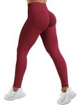 YEOREO Eileen Hidden Scrunch Butt Workout Leggings for Women Seamless Mid Low Waist 25" Impact Yoga Pants Tummy Control Scarlett Red Large