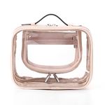 Lychii TSA Approved Toiletry Bag, Clear Travel Bag for Liquids Toiletries, Makeup Cosmetic Bag Organizer, Carry on Travel Accessories Essentials, Beige