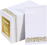 Vplus 600 Pack Paper Napkins Guest Towels Disposable Premium Quality 3-ply Dinner Napkins Disposable Soft, Absorbent, Party Napkins Wedding Napkins for Kitchen, Parties, Dinners or Events(Gold)