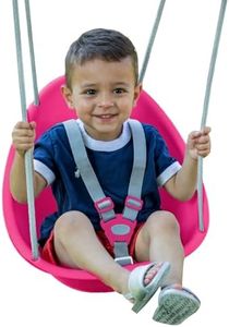Swurfer Coconut Baby Swing - Comfy Outdoor Swing with Adjustable 3-Point Harness, Secure Locking, Blister-Free Rope - for Ages 9 Months+