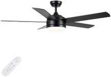 52 Inch Black Ceiling Fan with Ligh