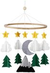 Sorrel + Fern Baby Crib Mobile (Starry Woodland Night, Short Evergreen) - Baby Shower Gift Nursery Decoration for Boys & Girls