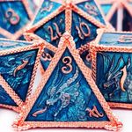 HAOMEJA DND Dice Metal Dragon Set Dice 7 Role Playing Dice D&D Solid Dice Dungeons and Dragons (Red Copper Blue)