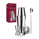 Cocktail Shaker, Cocktail Shakers 800ml, Cocktail Making Set 6 Piece, Cocktail Shaker Kit with Strainer, Double Jigger, Bar Mixing Spoon, Boston Shaker Bartender Maker Martini sets