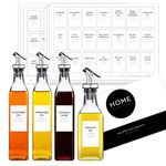 v2croft 126 Oil and Vinegar Labels for Bottles, Minimalist White Matte Stickers Black Text, Water/Oil Resistant Condiments Stickers for Squeeze Dispensers, Kitchen Pantry & Refrigerator Organization