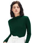 Fabricorn Women's Full Sleeve TurtleNeck T-Shirt (Bottle Green, Small)