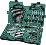 SATA ST09510SJ 150-Piece Metric/SAE Socket Wrench Set, 1/4”, 3/8” and 1/2” Drive, 6 and 12 Point, Polished, in Storage Case