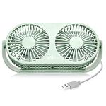 Hoteon USB Desk Fan, Portable Table Fan with 3 Speeds, 4.6in Desktop Double Fan with Dual Modes, Powered by USB for Home Office Outdoor Travel (Green) 20 millimeters