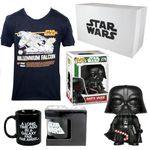 WOOTBOX Collector's Gift Set – Stars Wars – Darth Vader Funko Pop Figurine & Millenium Falcon T-Shirt – Size M Unisex