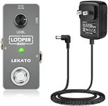 LEKATO Guitar Looper Effect Pedal Loop Pedal Unlimited Overdubs 5 Minutes Looping Time Looper Pedal with USB Cable and 9V 0.6A Pedal Power Supply Adapter