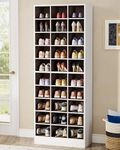 Tribesigns 10-Tier Shoe Storage Cabinet, White and Brown Wooden Shoe Rack with 30 Cubbies, Freestanding Tall Entryway Shoe Organizer for Closet, Entryway, Living Room