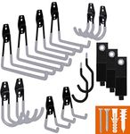 Smartology Garage Hooks with Bike Hook & Extension Cord Organizer, 15 Pack Set Steel Multi-Tool Hanger, Heavy Duty Utility Storage Holder for Home & Warehouse Lawn Garden Tool Organization