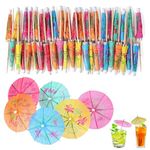 144Pcs Cocktail Drink Umbrella Picks, Assorted Colors Paper Umbrella Toothpicks for Drink & Food,Small Cocktail Umbrella for Party Halloween Decorations