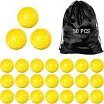 50 Pack 9 Inch Baseball Pitching Machine Bulk Dimpled Softballs Practice Foam Sport Softballs Pitching Machine Game-ball Yellow Softballs Baseball for Hand-eye Coordination Hitting Fielding Practice