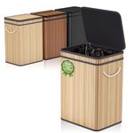 80 Liter/21 Gallon Large Trash Can with Lid, Garbage Bin Wastebasket Made of Bamboo, Outdoor Garbage Can/Waste Bin for Home, Office, Bathroom, Kitchen 40 L x 30 W x 60 H cm (Beech)