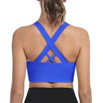 Leversic Women's Workout Bra Mid Impact Wirefree Removable Padding Sports Bra Cross Back Yoga Bra for Gym Fitness Running Jogging(Royal Blue,M)