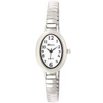 Ravel Women's Petit Oval Watch on Stainless Steel Expandable Bracelet - Silver Tone