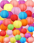 80 Pcs Colorful Paper Lanterns Chinese Japanese Paper Lanterns Rainbow Classroom Decor Paper Lanterns Party Decorations Ceiling Hanging Decor for Home Decor, Parties, and Weddings (Multicolor)