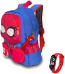 3D Comic Kids Backpack for Toddlers, Red and Black Backpack with Hanging&Wrist Watch, Small Lightweight Bookbag for Boys and Girls Ages 3-6, School Bags for Preschool and Kindergarten Birthday Gift