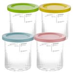 Ice Creami Tubs For Ninja, 4 Pack Ice Cream Pints And Lids ,Compatible With Ninja NC501UK,NC500UK,Reusable Ice Cream Storage Container,BPA-Free & Dishwasher Safe,Multi-purpose Food Storage Container