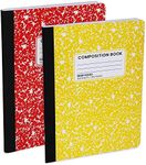 Wide Ruled Notebook, Composition Notebooks Wide Ruled Composition Book, Wide Rule Notebook Paper -9-3/4 x 7-1/2” - 100 Sheets (200 Pages) - Sewn Binding, Durable Marble Cover, Assorted Colors - (2 Pack)