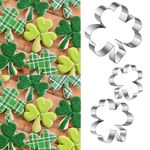 3Pcs Shamrock Cookie Cutter Set, 4.15" 3" 1.8" Clover Cookie Cutter Set, Patrick's Day Irish Holiday Party Supplies