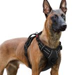 rabbitgoo Dog Harnesses for Large Dogs, No Pull Pet Harness with 3 Buckles, Adjustable Soft Padded Dog Vest with Instant Control Handle, Easy Walking Reflective Pet Vest, Black, XL