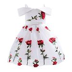 Cichic Flower Girl Dress Sleeveless Roses Tulle Outfit Wedding Party Prom Dresses for Teenagers White 9-10 Years