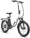 Favoto 750W Folding Electric Bike, 48V 15Ah, 25mph, 60 Miles Range, 7-Speed, Dual Disc Brakes, White