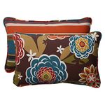 Pillow Perfect Indoor/Outdoor Annie Westport Reversible Corded Rectangular Throw Pillow, Chocolate, Set of 2