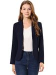 Allegra K Women's Work Office Lapel Collar Stretch Jacket Suit Blazer Navy Blue 16